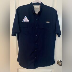 Ocean Coast Short Sleeve Button Up Shirt Small Navy Blue NEW Pockets
